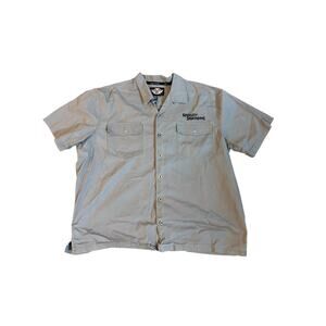 Harley Davidson Mens 3XL Gray Skull Sword‎ Flames 100% Cotton Embroidered Shirt